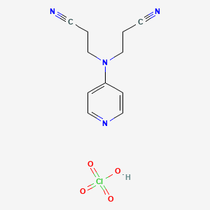 molecular formula C11H13ClN4O4 B12590633 3-[2-Cyanoethyl(pyridin-4-yl)amino]propanenitrile;perchloric acid CAS No. 647841-29-0