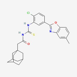 molecular formula C27H28ClN3O2S B12590643 N-{[2-chloro-5-(5-methyl-1,3-benzoxazol-2-yl)phenyl]carbamothioyl}-2-(tricyclo[3.3.1.1~3,7~]dec-1-yl)acetamide CAS No. 593238-64-3