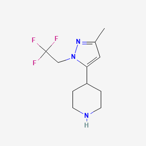 molecular formula C11H16F3N3 B12590699 Piperidine, 4-[3-methyl-1-(2,2,2-trifluoroethyl)-1H-pyrazol-5-yl]- CAS No. 879399-76-5