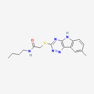 molecular formula C16H19N5OS B12590732 Acetamide,N-butyl-2-[(8-methyl-2H-1,2,4-triazino[5,6-B]indol-3-YL)thio]- 