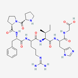 molecular formula C39H58N12O8 B12590798 L-Prolyl-L-prolyl-L-phenylalanyl-N~5~-(diaminomethylidene)-L-ornithyl-L-isoleucyl-L-histidylglycine CAS No. 648424-49-1