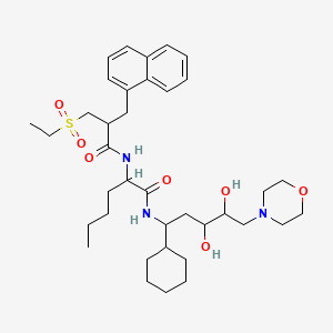 molecular formula C37H57N3O7S B1259088 N-(1-cyclohexyl-3,4-dihydroxy-5-morpholin-4-ylpentyl)-2-[[2-(ethylsulfonylmethyl)-3-naphthalen-1-ylpropanoyl]amino]hexanamide 