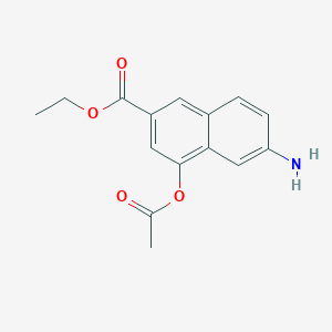 molecular formula C15H15NO4 B12590974 4-(Acetyloxy)-6-amino-2-naphthalenecarboxylic acid ethyl ester 