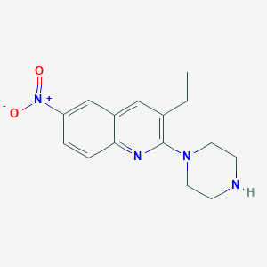 molecular formula C15H18N4O2 B12591030 Quinoline, 3-ethyl-6-nitro-2-(1-piperazinyl)- CAS No. 610320-07-5