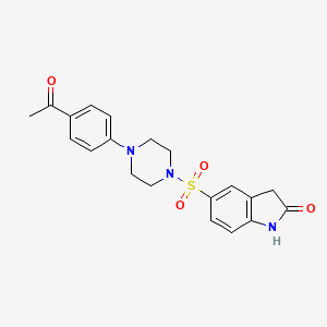 molecular formula C20H21N3O4S B1259170 5-[[4-(4-Acetylphenyl)-1-piperazinyl]sulfonyl]-1,3-dihydroindol-2-one 