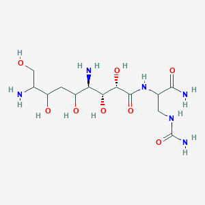 molecular formula C13H28N6O8 B1259172 (2S,3R,4R)-4,8-diamino-N-[1-amino-3-(carbamoylamino)-1-oxopropan-2-yl]-2,3,5,7,9-pentahydroxynonanamide 