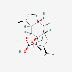 molecular formula C20H32O4 B1259183 (1R,2S,3R,6R,7R,9S,10S,11S,13S,14S)-3,7,10-trimethyl-11-propan-2-yl-15-oxapentacyclo[7.5.1.02,6.07,13.010,14]pentadecane-6,9,14-triol 