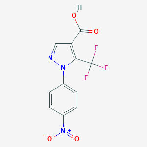 molecular formula C11H6F3N3O4 B125923 1-(4-nitrophenyl)-5-(trifluoromethyl)pyrazole-4-carboxylic acid CAS No. 142818-03-9