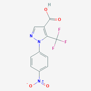 molecular formula C11H6F3N3O4 B125923 1-(4-Nitrophenyl)-5-(trifluoromethyl)-1H-pyrazole-4-carboxylic acid CAS No. 142818-03-9