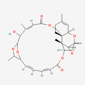 molecular formula C29H36O9 B1259233 (1R,3R,8R,12Z,19E,21Z,25R,26S)-14-hydroxy-5,13,17,26-tetramethylspiro[2,10,16,24,29-pentaoxapentacyclo[23.2.1.115,18.03,8.08,26]nonacosa-4,12,19,21-tetraene-27,2'-oxirane]-11,23-dione 