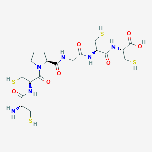 molecular formula C19H32N6O7S4 B12592533 L-Cysteine, L-cysteinyl-L-cysteinyl-L-prolylglycyl-L-cysteinyl- CAS No. 636575-87-6