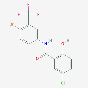 molecular formula C14H8BrClF3NO2 B12592775 N-[4-Bromo-3-(trifluoromethyl)phenyl]-5-chloro-2-hydroxybenzamide CAS No. 634185-62-9