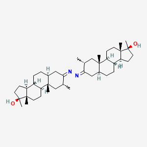 molecular formula C42H68N2O2 B1259280 (2R,3Z,5S,8R,9S,10S,13S,14S,17S)-3-[(Z)-[(2R,5S,8R,9S,10S,13S,14S,17S)-17-hydroxy-2,10,13,17-tetramethyl-2,4,5,6,7,8,9,11,12,14,15,16-dodecahydro-1H-cyclopenta[a]phenanthren-3-ylidene]hydrazinylidene]-2,10,13,17-tetramethyl-2,4,5,6,7,8,9,11,12,14,15,16-dodecahydro-1H-cyclopenta[a]phenanthren-17-ol 