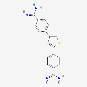 molecular formula C18H16N4S B12592998 Benzenecarboximidamide, 4,4'-(2,4-thiophenediyl)bis- CAS No. 648417-96-3