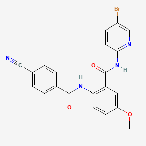 molecular formula C21H15BrN4O3 B12593051 N-(5-Bromo-2-pyridinyl)-2-[(4-cyanobenzoyl)amino]-5-methoxybenzamide CAS No. 330942-11-5