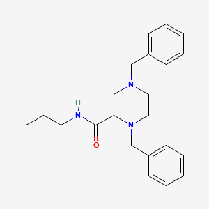 molecular formula C22H29N3O B12593596 2-Piperazinecarboxamide, 1,4-bis(phenylmethyl)-N-propyl- CAS No. 646523-38-8