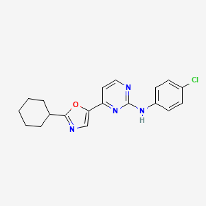 molecular formula C19H19ClN4O B12593698 N-(4-Chlorophenyl)-4-(2-cyclohexyl-1,3-oxazol-5-yl)pyrimidin-2-amine CAS No. 647031-03-6