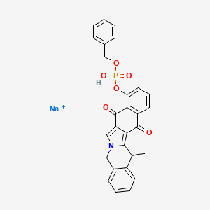 molecular formula C28H22NNaO6P+ B1259385 Benz[5,1-b]isoquinoline-8,13-dione, 5,14-dihydro-9-[[hydroxy(phenylmethoxy)phosphinyl]oxy]-14-methyl-, monosodium salt 