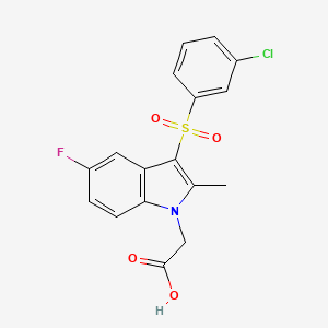 molecular formula C17H13ClFNO4S B12594199 1H-Indole-1-acetic acid, 3-[(3-chlorophenyl)sulfonyl]-5-fluoro-2-methyl- CAS No. 646515-61-9