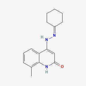 molecular formula C16H19N3O B12594402 4-(2-Cyclohexylidenehydrazinyl)-8-methylquinolin-2(1H)-one CAS No. 649748-92-5