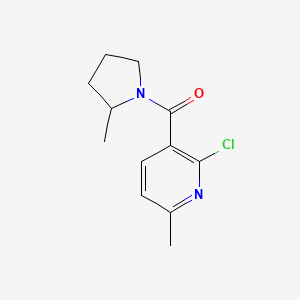 molecular formula C12H15ClN2O B12594609 Pyrrolidine, 1-[(2-chloro-6-methyl-3-pyridinyl)carbonyl]-2-methyl- CAS No. 613660-40-5