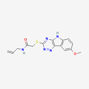 molecular formula C15H15N5O2S B12594792 Acetamide,2-[(8-methoxy-2H-1,2,4-triazino[5,6-B]indol-3-YL)thio]-N-2-allyl- 