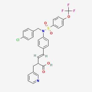 molecular formula C30H24ClF3N2O5S B12595120 3-Pyridinepropanoic acid,a-[(1E)-2-[4-[[(4-chlorophenyl)methyl][[4-(trifluoromethoxy)phenyl]sulfonyl]amino]phenyl]ethenyl]- 