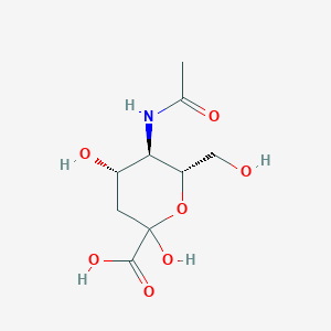 molecular formula C9H15NO7 B1259525 5-acetamido-3,5-dideoxy-L-arabino-hept-2-ulopyranosonic acid 