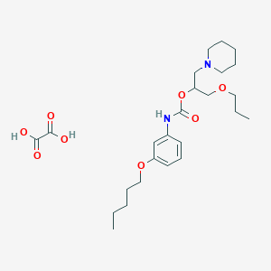 molecular formula C25H40N2O8 B125953 oxalic acid;(1-piperidin-1-yl-3-propoxypropan-2-yl) N-(3-pentoxyphenyl)carbamate CAS No. 143503-40-6
