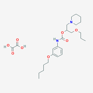 molecular formula C25H40N2O8 B125953 Carbamic acid, (3-(pentyloxy)phenyl)-, 1-(1-piperidinylmethyl)-2-propoxyethyl ester, ethanedioate (1:1) CAS No. 143503-40-6