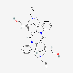 molecular formula C44H50N4O2+2 B1259532 (2Z)-2-[(9Z,25Z,38Z)-38-(2-hydroxyethylidene)-14,30-bis(prop-2-enyl)-8,24-diaza-14,30-diazoniaundecacyclo[25.5.2.211,14.11,26.110,17.02,7.013,17.018,23.030,33.08,35.024,36]octatriaconta-2,4,6,9,18,20,22,25-octaen-28-ylidene]ethanol 