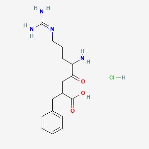 molecular formula C16H25ClN4O3 B1259536 5-Amino-2-benzyl-8-(diaminomethylideneamino)-4-oxooctanoic acid;hydrochloride 