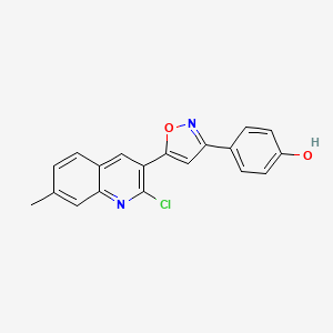 molecular formula C19H13ClN2O2 B12595539 Phenol, 4-[5-(2-chloro-7-methyl-3-quinolinyl)-3-isoxazolyl]- CAS No. 650637-60-8