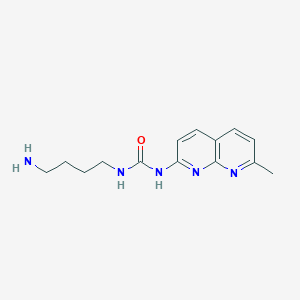molecular formula C14H19N5O B12595615 Urea, N-(4-aminobutyl)-N'-(7-methyl-1,8-naphthyridin-2-yl)- CAS No. 600179-69-9