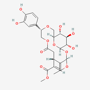 molecular formula C25H30O13 B1259565 methyl (1R,3R,7R,12S,15S,16R,17R,18S,20E)-12-(3,4-dihydroxyphenyl)-20-ethylidene-16,17,18-trihydroxy-9-oxo-2,4,10,13,19-pentaoxatricyclo[13.3.1.13,7]icos-5-ene-6-carboxylate 