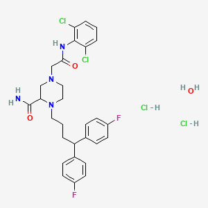 molecular formula C29H34Cl4F2N4O3 B1259575 Mioflazine hydrochloride CAS No. 79467-24-6