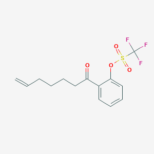 molecular formula C14H15F3O4S B12595799 Methanesulfonic acid, trifluoro-, 2-(1-oxo-6-heptenyl)phenyl ester CAS No. 646522-80-7