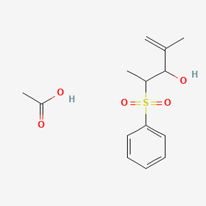 molecular formula C14H20O5S B12595850 Acetic acid;4-(benzenesulfonyl)-2-methylpent-1-en-3-ol CAS No. 646064-04-2