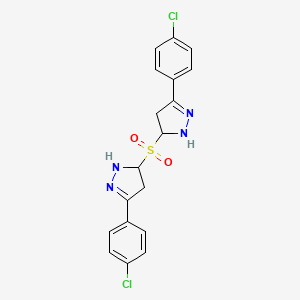 molecular formula C18H16Cl2N4O2S B12595939 1H-Pyrazole, 5,5'-sulfonylbis[3-(4-chlorophenyl)-4,5-dihydro- CAS No. 648891-74-1