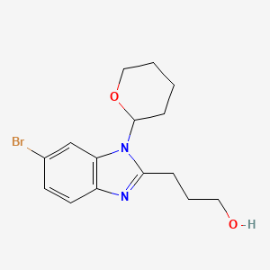 molecular formula C15H19BrN2O2 B12596031 3-[6-Bromo-1-(oxan-2-yl)-1H-benzimidazol-2-yl]propan-1-ol CAS No. 649721-70-0