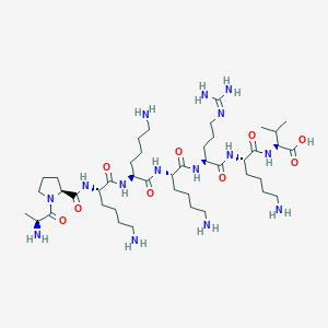 molecular formula C43H83N15O9 B12596035 L-Alanyl-L-prolyl-L-lysyl-L-lysyl-L-lysyl-N~5~-(diaminomethylidene)-L-ornithyl-L-lysyl-L-valine CAS No. 607351-56-4