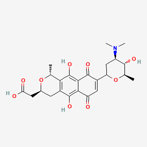molecular formula C24H29NO9 B1259605 2-[(1R,3S)-8-[(4R,5S,6R)-4-(dimethylamino)-5-hydroxy-6-methyloxan-2-yl]-5,10-dihydroxy-1-methyl-6,9-dioxo-3,4-dihydro-1H-benzo[g]isochromen-3-yl]acetic acid 