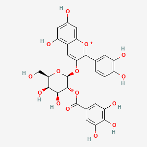 molecular formula C28H25O15+ B1259608 cyanidin 3-O-(2''-O-galloyl-beta-D-galactopyranoside) 