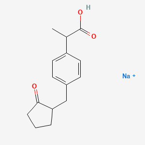 molecular formula C15H18NaO3+ B1259614 Sodium;2-[4-[(2-oxocyclopentyl)methyl]phenyl]propanoic acid 