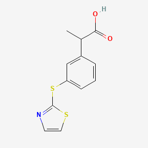 molecular formula C12H11NO2S2 B1259615 2-[3-(2-Thiazolylthio)phenyl]propionic acid 