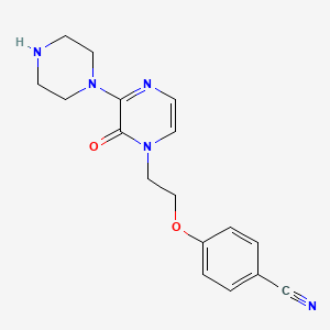 molecular formula C17H19N5O2 B12596372 Benzonitrile, 4-[2-[2-oxo-3-(1-piperazinyl)-1(2H)-pyrazinyl]ethoxy]- CAS No. 651047-56-2