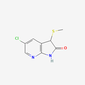 molecular formula C8H7ClN2OS B12596512 2H-Pyrrolo[2,3-b]pyridin-2-one, 5-chloro-1,3-dihydro-3-(methylthio)- 