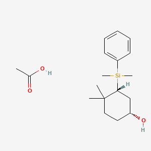 molecular formula C18H30O3Si B12596620 acetic acid;(1R,3R)-3-[dimethyl(phenyl)silyl]-4,4-dimethylcyclohexan-1-ol CAS No. 908255-85-6