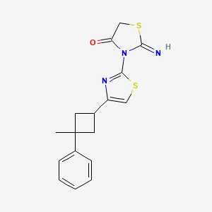 molecular formula C17H17N3OS2 B12596641 4-Thiazolidinone, 2-imino-3-[4-(3-methyl-3-phenylcyclobutyl)-2-thiazolyl]- CAS No. 646997-62-8