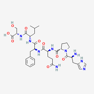 molecular formula C34H49N9O9 B12596906 L-Histidyl-L-prolyl-L-glutaminyl-L-phenylalanyl-L-leucyl-L-serine CAS No. 648424-44-6